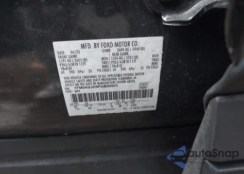 2023 Ford Explorer Timberline из США, поврежденный, VIN 1FMSK8JH9PGB00603